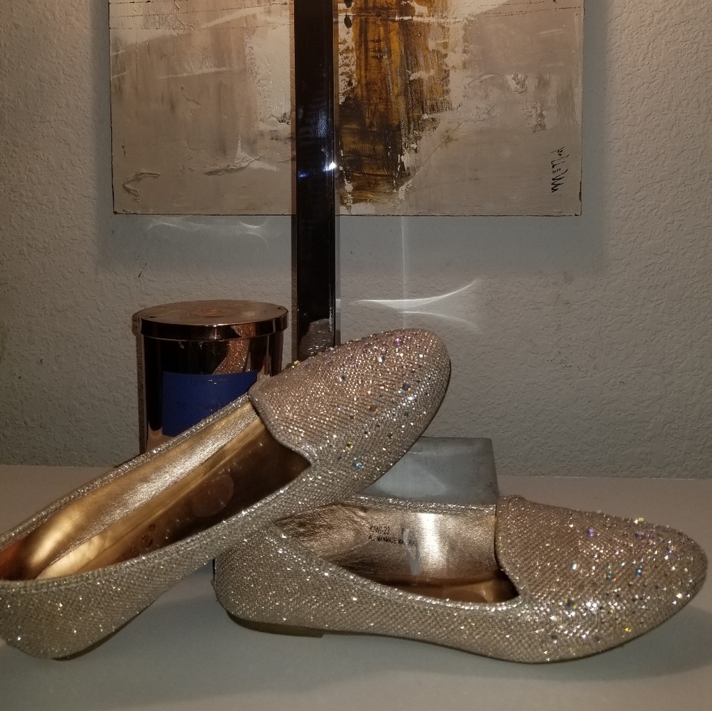 Dollhouse loafer flats glittering gold